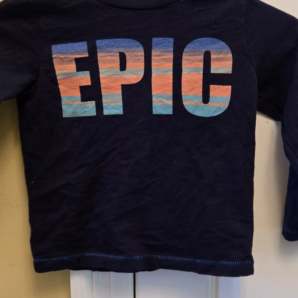 Gymboree Blue Long Sleeve Tee Epic Graphic With Space Ship On The Sleeve